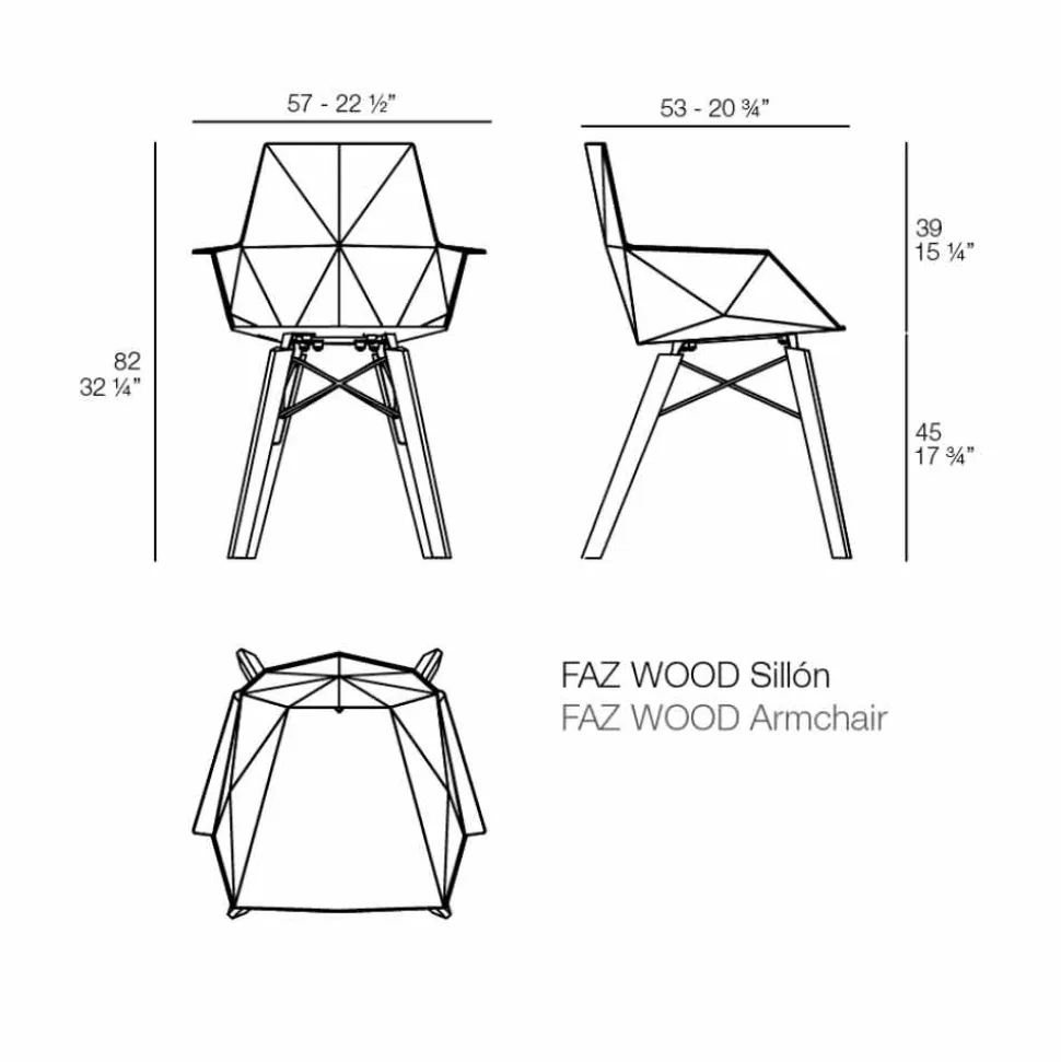 Poltroncina da Soggiorno di Design in Polipropilene e Legno - Faz Wood by Vondom