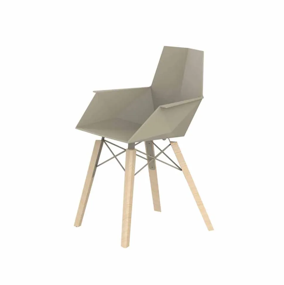 Poltroncina da Soggiorno di Design in Polipropilene e Legno - Faz Wood by Vondom