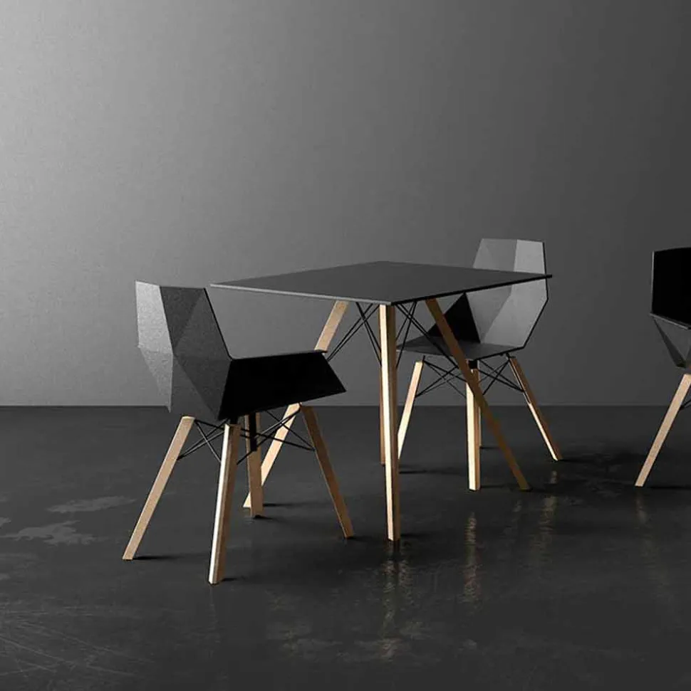 Poltroncina da Soggiorno di Design in Polipropilene e Legno - Faz Wood by Vondom