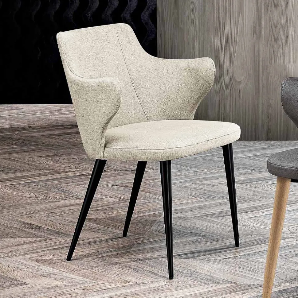 Poltroncina da Soggiorno Elegante Tessuto Colorato e Metallo Nero - Duchessa