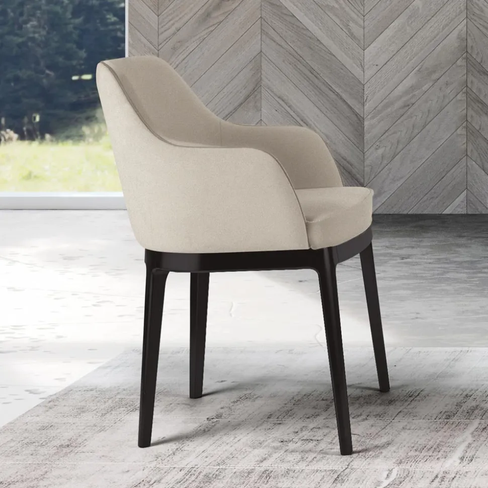 Poltroncina da Soggiorno in Diversi Tessuti e Legno Massello Made in Italy - Evy