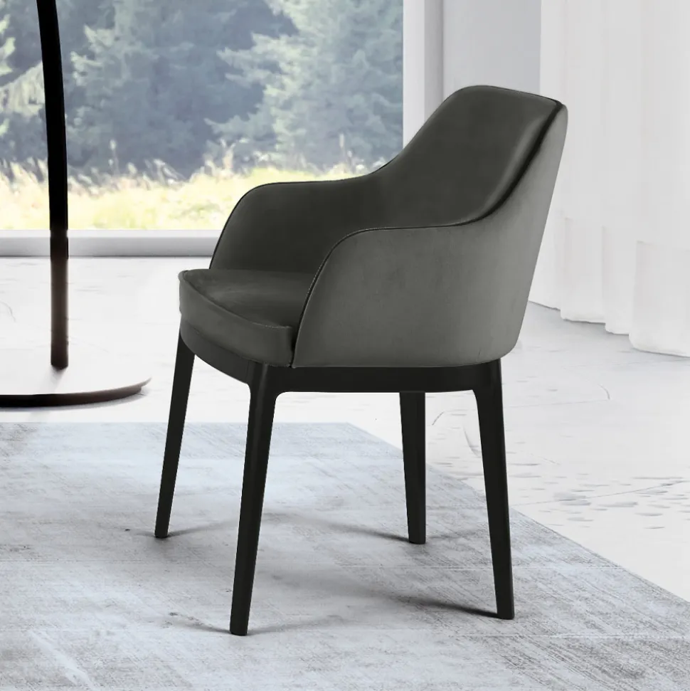 Poltroncina da Soggiorno in Diversi Tessuti e Legno Massello Made in Italy - Evy