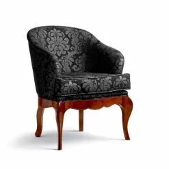 Poltroncina imbottita in legno massello e pelle, made in Italy, Tita