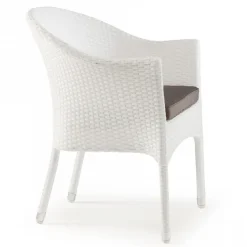 Poltroncina Impilabile in Alluminio Rivestita Wicker Bianco - Bruma