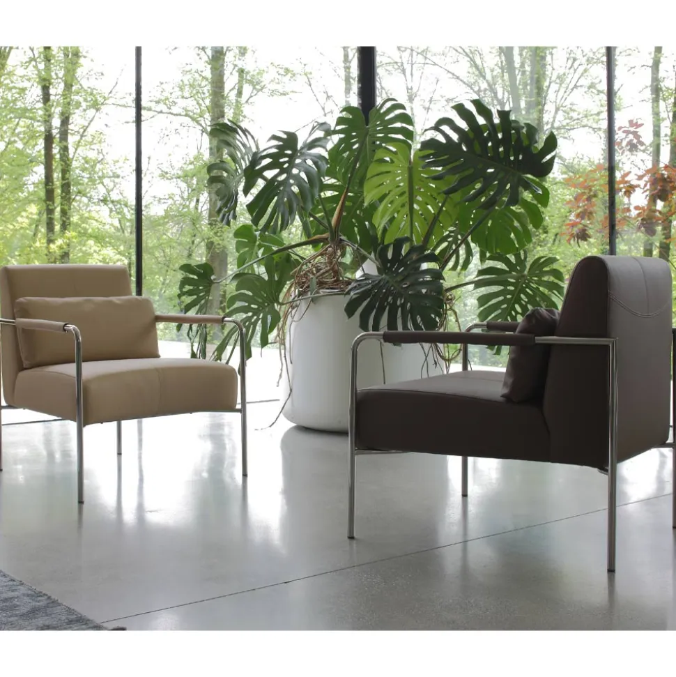 Poltroncina in Metallo e Seduta in Ecopelle Made in Italy - Menta