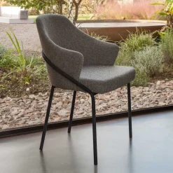 Poltroncina in Metallo e Seduta in Tessuto Riciclato Made in Italy - Salvia