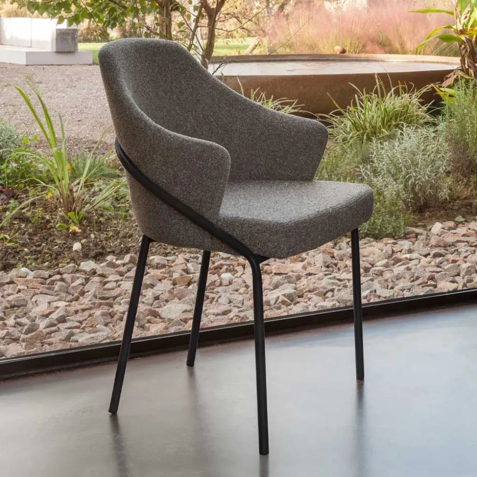 Poltroncina in Metallo e Seduta in Tessuto Riciclato Made in Italy - Salvia
