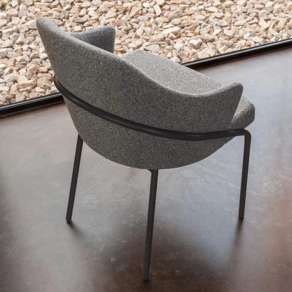 Poltroncina in Metallo e Seduta in Tessuto Riciclato Made in Italy - Salvia
