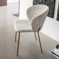 Poltroncina in Metallo e Seduta in Cachemire Neve Made in Italy - Edera