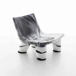 Poltroncina lounge da esterno bianca e nera Slide Low Lita Anniversary