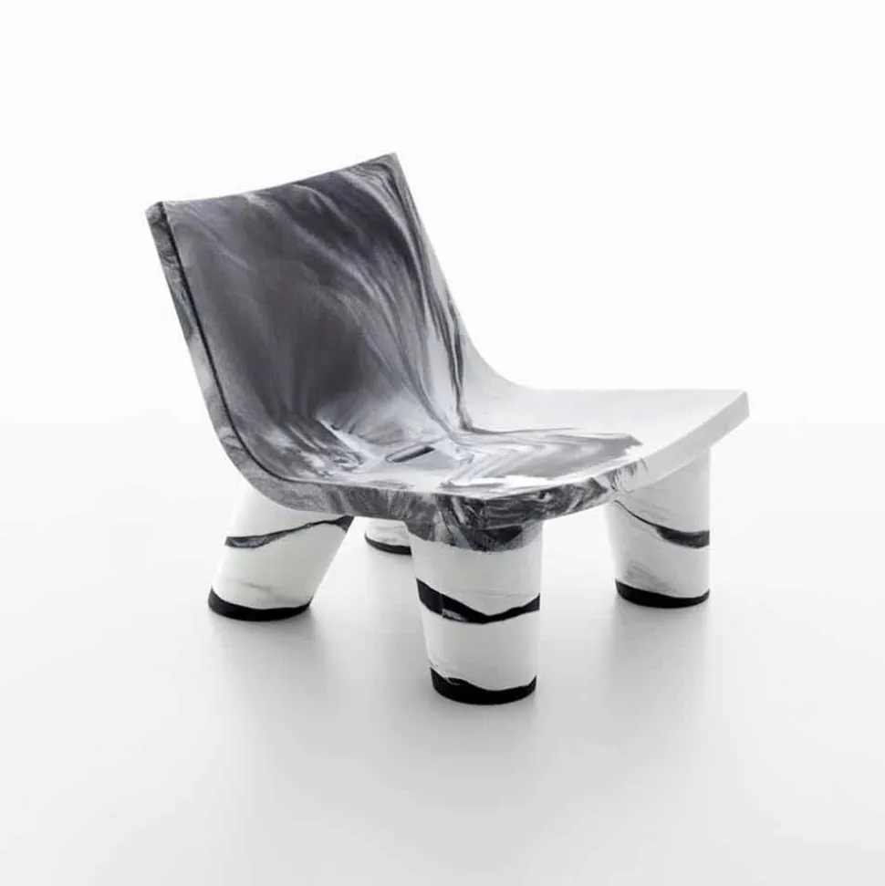 Poltroncina lounge da esterno bianca e nera Slide Low Lita Anniversary