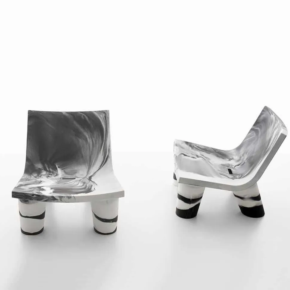 Poltroncina lounge da esterno bianca e nera Slide Low Lita Anniversary