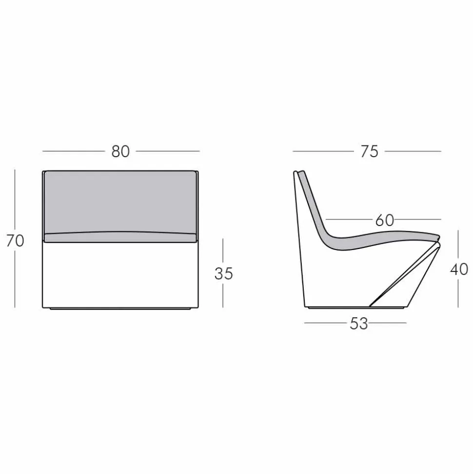 Poltroncina lounge design moderno Slide Kami Ichi fatta in Italia