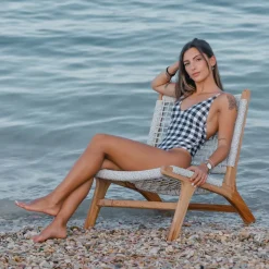 Poltroncina Relax da Esterno in Teak ed Intreccio in Corda - Arjuna
