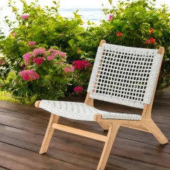Poltroncina Relax da Esterno in Teak ed Intreccio in Corda - Arjuna