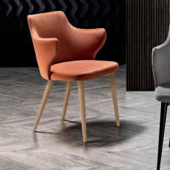 Poltroncina Sala da Pranzo di Design in Tessuto Colorato e Frassino - Duchessa