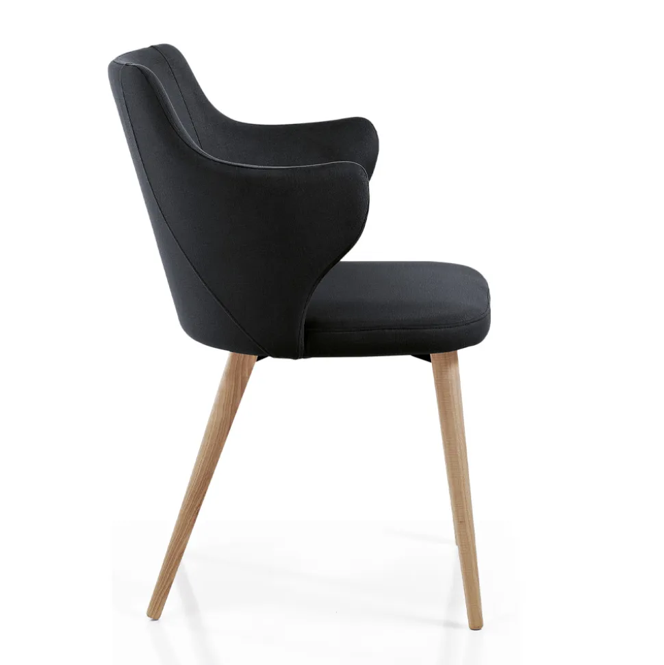 Poltroncina Sala da Pranzo di Design in Tessuto Colorato e Frassino - Duchessa