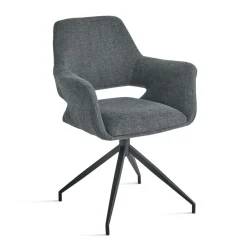 2 Poltroncine Girevoli 180° Imbottite in Tessuto e Struttura in Metallo - Ivana