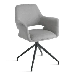 2 Poltroncine Girevoli 180° Imbottite in Tessuto e Struttura in Metallo - Ivana