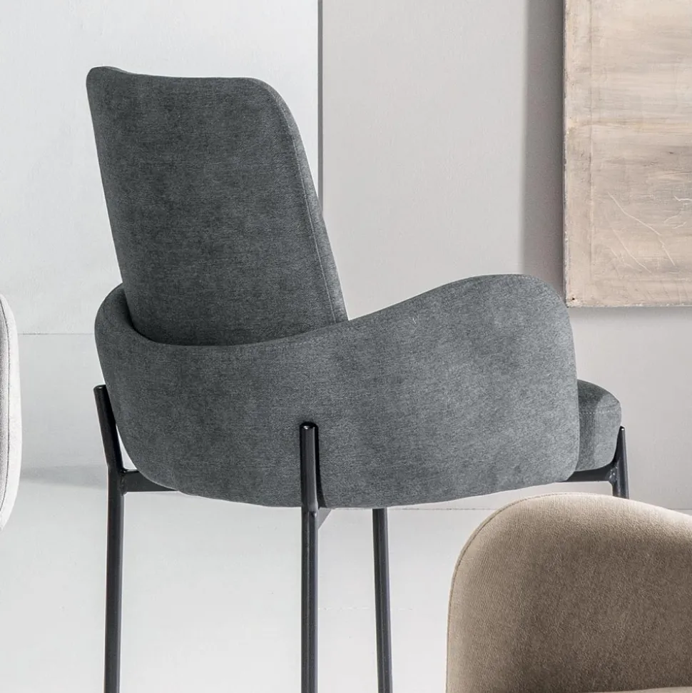 4 Poltroncine in Tessuto Colorato e Struttura in Metallo Verniciato - Lamberta