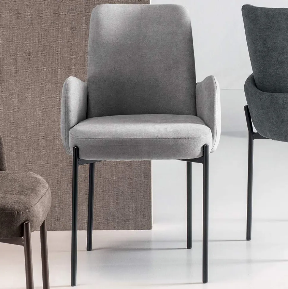 4 Poltroncine in Tessuto Colorato e Struttura in Metallo Verniciato - Lamberta