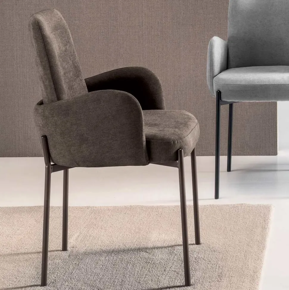 4 Poltroncine in Tessuto Colorato e Struttura in Metallo Verniciato - Lamberta