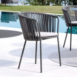 2 Poltrone da Giardino in Acciaio Inox e Schienale in Corda - Luxura