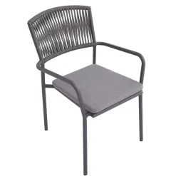 4 Poltrone Impilabili da Giardino in Alluminio e Corda - Lunaris