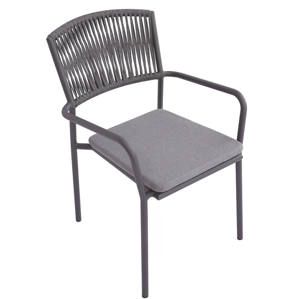 4 Poltrone Impilabili da Giardino in Alluminio e Corda - Lunaris