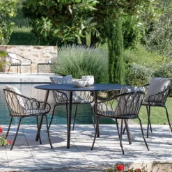 2 Poltrone Impilabili da Giardino in Metallo e Cuscino Made in Italy - Fontana