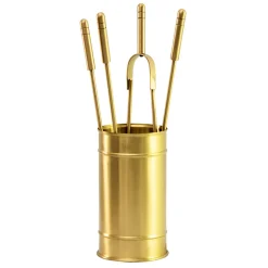Porta Attrezzi da Camino in Ottone 4 Pezzi Made in Italy - Giraffa