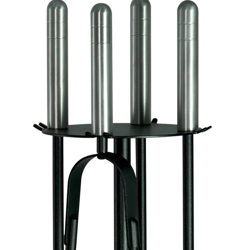 Porta Attrezzi in Metallo con 4 Utensili per il Camino Made in Italy - Safari