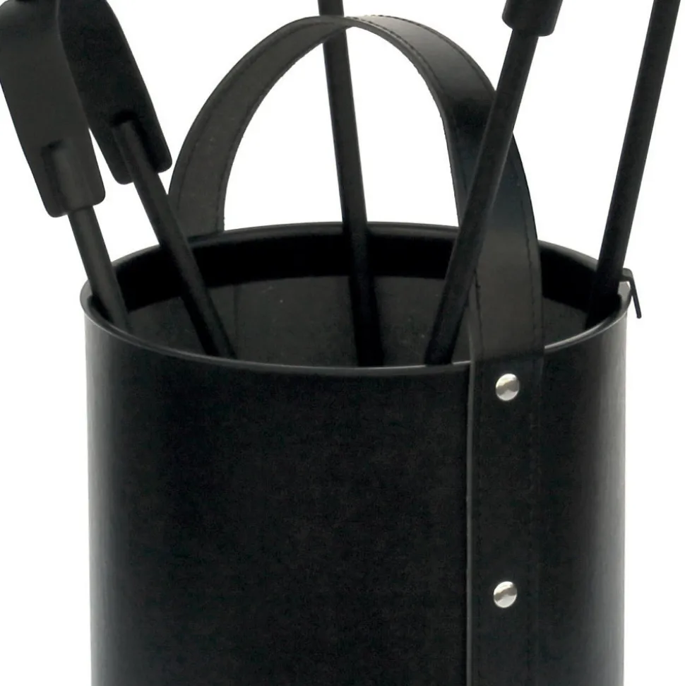 Porta Attrezzi Rotondo in Ecopelle con Manico e 4 Accessori Made in Italy - Piccione