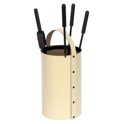 Porta Attrezzi Rotondo in Ecopelle con Manico e 4 Accessori Made in Italy - Piccione