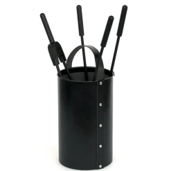Porta Attrezzi Rotondo in Ecopelle con Manico e 4 Accessori Made in Italy - Piccione