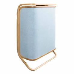 Portabiancheria moderno a parete in tessuto Navy e bamboo Valenza