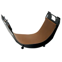 Portalegna con Manici Laterali in Ecopelle Marrone Made in Italy - Farfalla