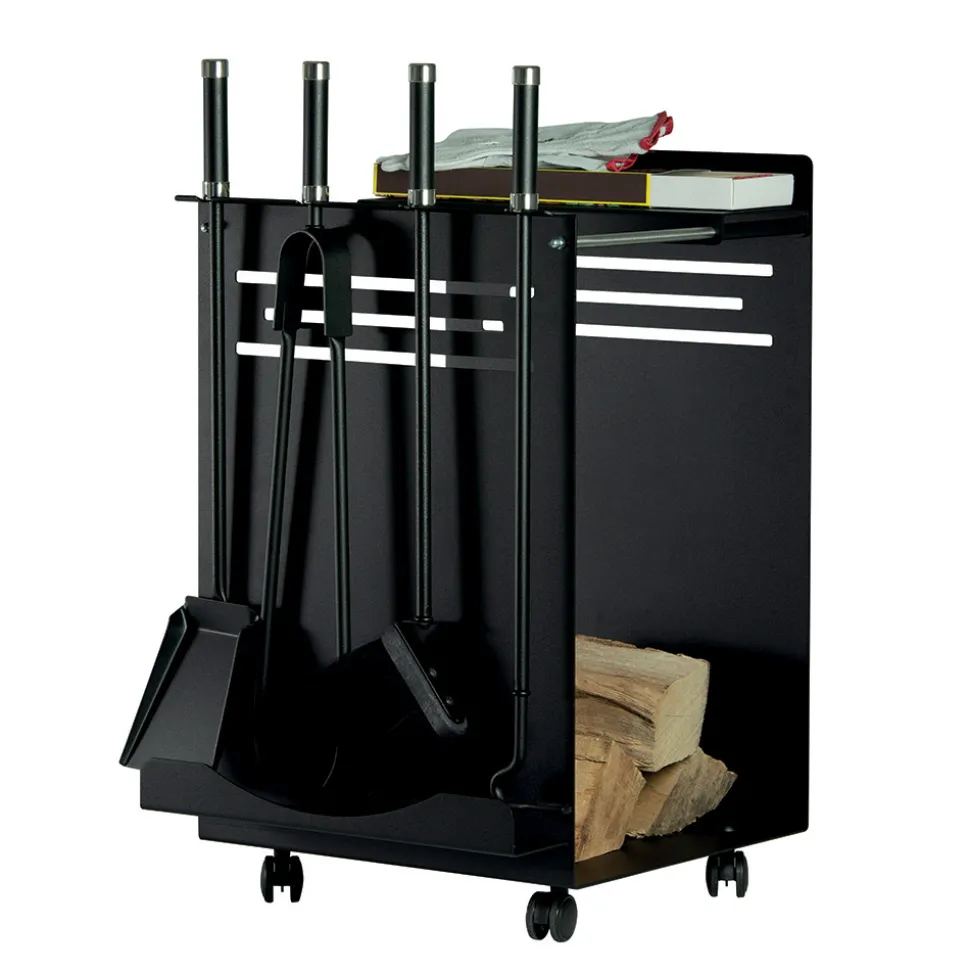 Portalegna con Porta Attrezzi con 4 Accessori Intergrati Made in Italy - Gufo