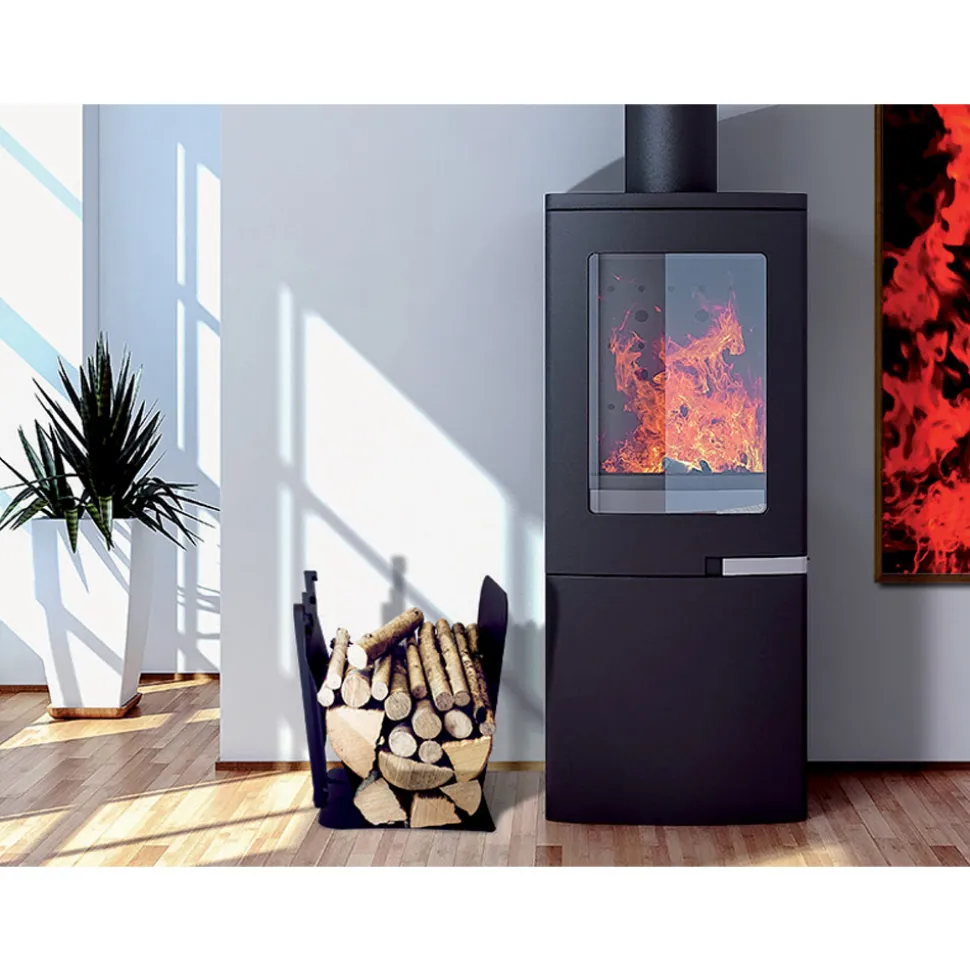 Portalegna da Interno in Acciaio con 3 Accessori Made in Italy - Nelumbo