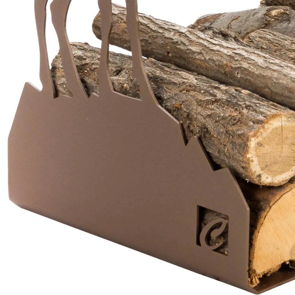 Portalegna da Interno in Acciaio Marrone Made in Italy con Attrezzi - Volturno
