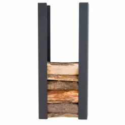 Portalegna da Terra/Muro in Acciaio Nero a Colonna di Design Moderno - Grecale
