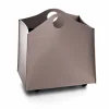 Portalegna di design in cuoio antracite con ruote WoodBag