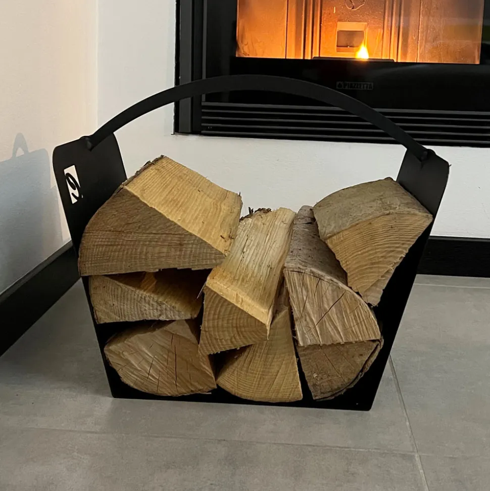 Portalegna di Design Moderno da Interno in Acciaio Nero Made in Italy - Libeccio