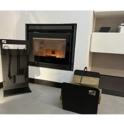Portalegna di Design Moderno da Interno in Acciaio Nero Made in Italy - Libeccio