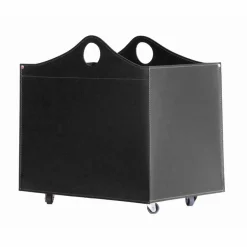 Portalegna in cuoio rigenerato con ruote WoodBag made in Italy