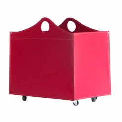 Portalegna in cuoio rigenerato con ruote WoodBag made in Italy