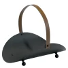 Portalegna in Metallo Nero con Manico in Pelle Made in Italy - Antilope
