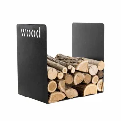 Portalegna Moderno in Acciaio Nero Design Minimale con Incisione - Altano