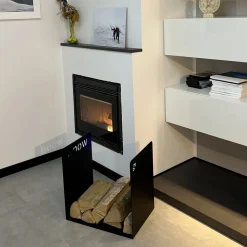Portalegna Moderno in Acciaio Nero Design Minimale con Incisione - Altano