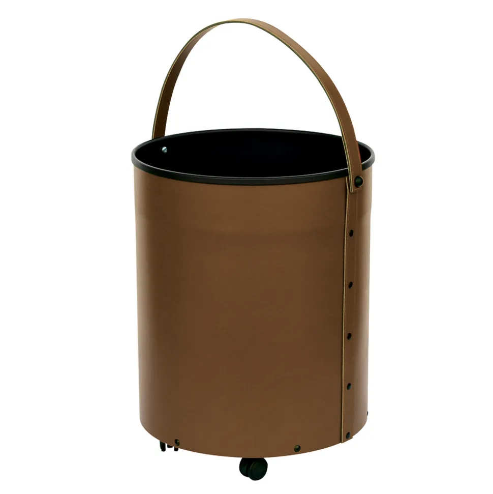 Portalegna Rotondo in Ecopelle con Ruote Made in Italy - Camaleonte